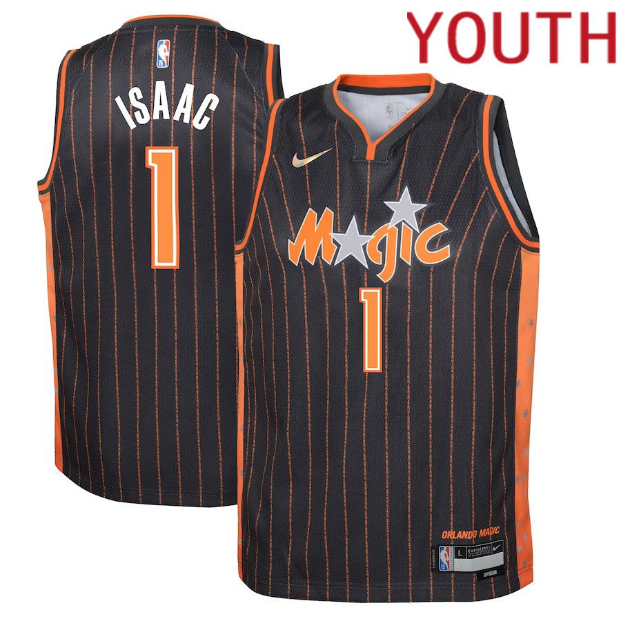 Youth Orlando Magic #1 Jonathan Isaac Nike Anthracite City Edition Swingman NBA Jersey